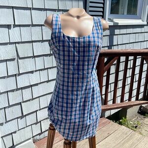 New York Style Size 8 Cotton Tank Style Dress - Zip Back- Red/White/ Blue Plaid